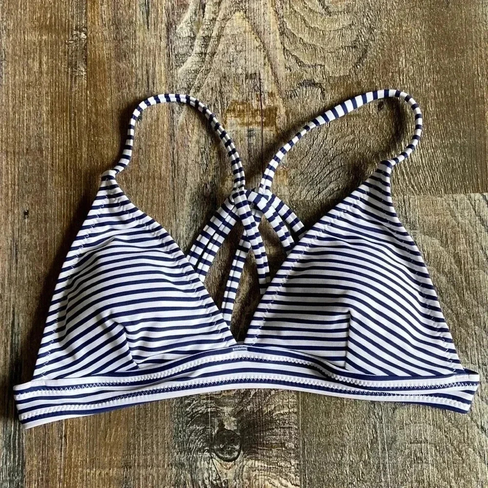 Striped  Triangle Bikini Top